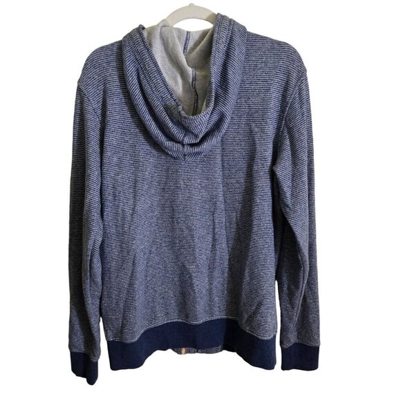 SLVDR Full Zip Mid Weight Hoodie Denim Blue Striped Pockets Zip Pocket Size M - Picture 2 of 6